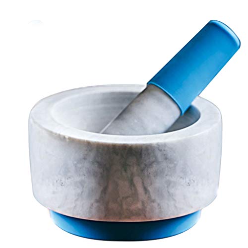 Mortar And Pestle Set Solid Marble Grinding Mill Big Capacity Manual Smasher Crush Pot Home Kitchen Gadget Multi-Function Grinder Garlic Press With Non-Slip Base (Color : Multi-colored)
