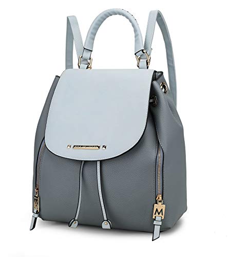 MKF Backpack Purse for Women & Girls – PU Leather Top Handle Bag Lady Fashion Travel Pocketbook – Roomy Daypack Kimberly Denim Blue-Light Blue