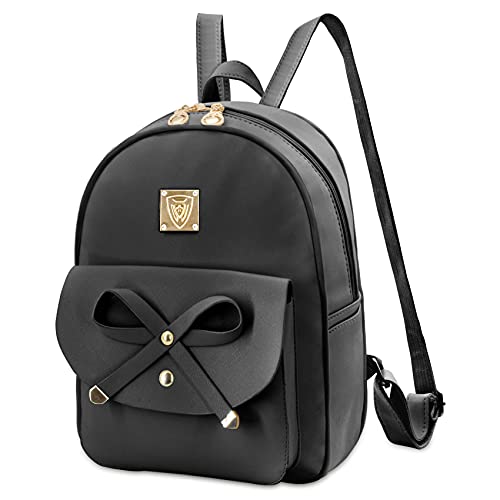 American Shield Girls Cute Leather Backpack Purse Mini Bag Best Gift Women Small Fashion Handbags Daypack with Bowknot AS6065 Classic (Black)