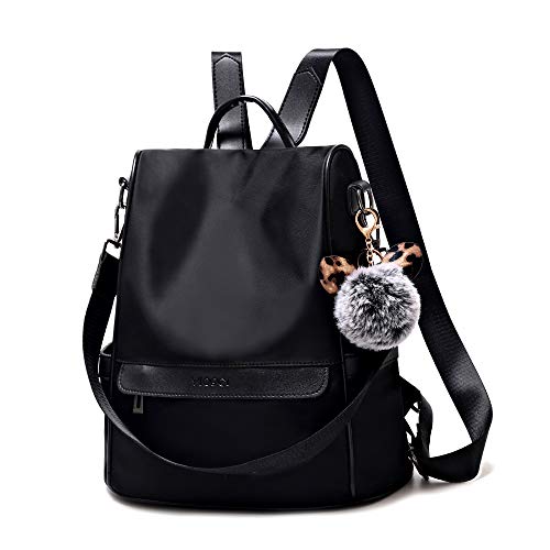 Women Backpack Purse Anti-theft Waterproof Nylon Fashion Lightweight Travel Shoulder Bag(Black) Medium