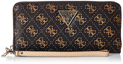 GUESS womens Noelle Large Zip Around Wallet, Brown Logo, One Size US