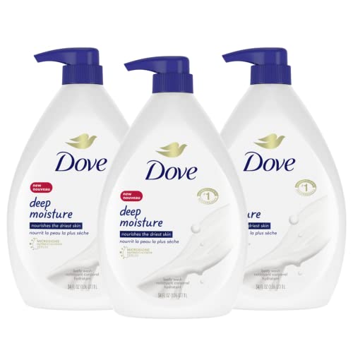 Dove Body Wash with Pump with Skin Natural Nourishers for Instantly Soft Skin and Lasting Nourishment Deep Moisture Cleanser Effectively Washes Away Bacteria While Nourishing Your Skin 34 oz 3 Count