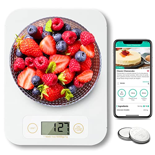 Smart Food Scale – Food Scales Digital Weight Grams and Oz with Nutritional Calculator, Marco Scale for Weight Loss, 0.1oz-11lb Kitchen Scales for Food Ounces, Calorie Scale for Diet, Keto, Diabetics