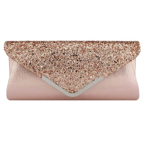 Evening Bag Clutch Purses for Women,Evening Clutch Party Shoulder Handbag Wedding Bag (Pink)