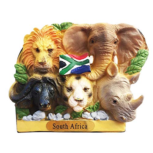 South Africa 3D Big Five Animals Refrigerator Magnet Souvenirs Handmade Resin Magnetic Stickers Home Kitchen Decoration,South Africa Fridge Magnet Collection Gift