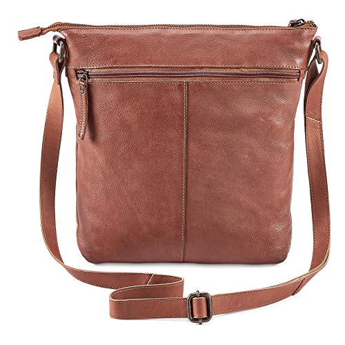 COCHOA Women’s Crossbody Real Leather Triple Zip Bag, Purse, Travel Bag (Cognac) | The Storepaperoomates Retail Market - Fast Affordable Shopping
