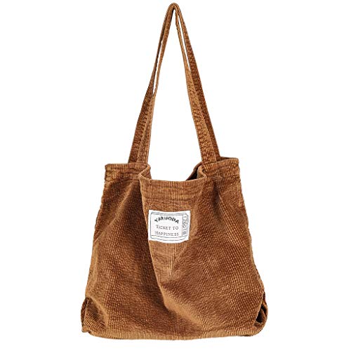YARUODA Women Shoulder Handbags Casual Hobo Bags Corduroy Shopper Tote Bag, Brown