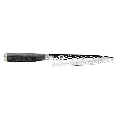 Shun Cutlery Premier Grey Utility Knife 6.5″, Narrow, Straight-Bladed Kitchen Knife Perfect for Precise Cuts, Ideal for Preparing Sandwiches or Trimming Small Vegetables, Handcrafted Japanese Knife