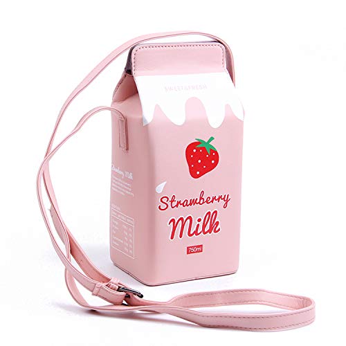 LUI SUI Girls Fruits Banana Strawberry Milk Box Cross Body Purse Bag Women Phone Wallet Shoulder Bags