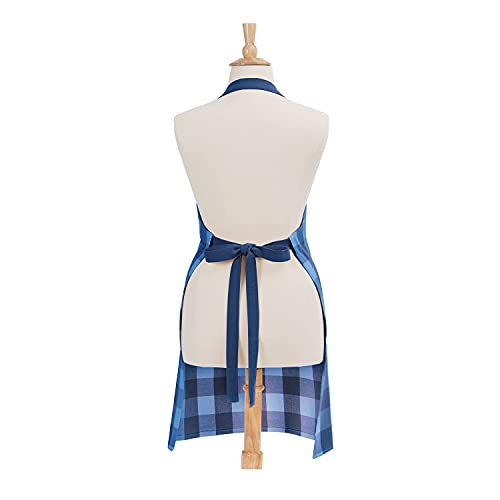Cackleberry Home Navy and Sky Blue Buffalo Check Bib Apron Pocket Adjustable Strap Woven Fabric | The Storepaperoomates Retail Market - Fast Affordable Shopping