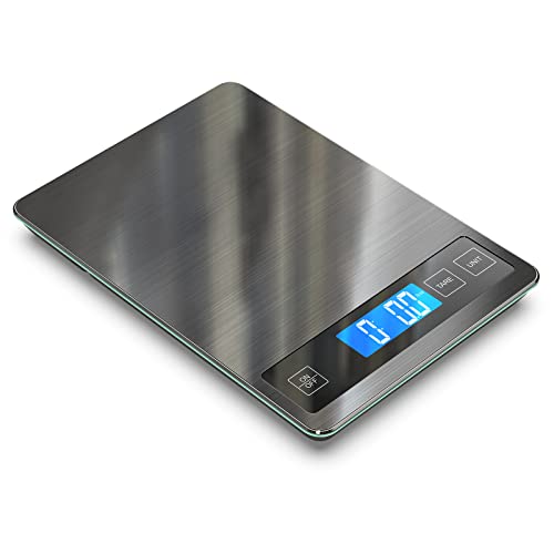 Nicewell Food Scale, 22lbs Digital Kitchen Grey Stainless Steel Scale Weight Grams and oz for Cooking Baking, 1g/0.1oz Precise Graduation,Tempered Glass