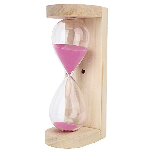 Wall Mounted Sand Timer, 15 Minutes Unique Shape Sand Clock, Wooden Frame Hourglass Timer Timing Sand Watch for Games Classroom Home Office Kitchen Sauna Accessories(Pink)