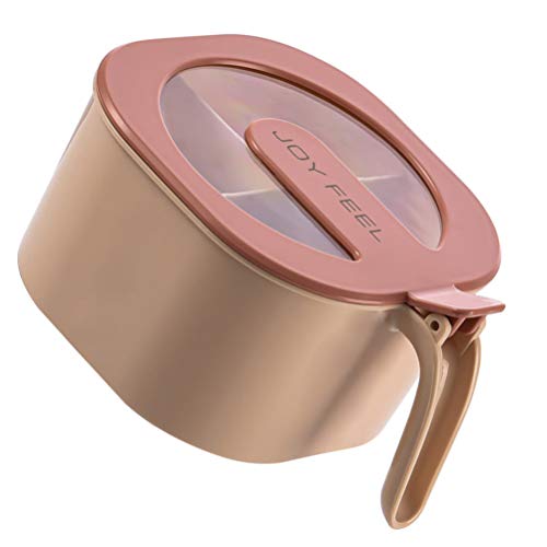 Cabilock Spice Storage Box Compartment Condiment Flavor Holder Container with Lid Multifunctional Pepper Salt Canister for Home Kitchen Pink