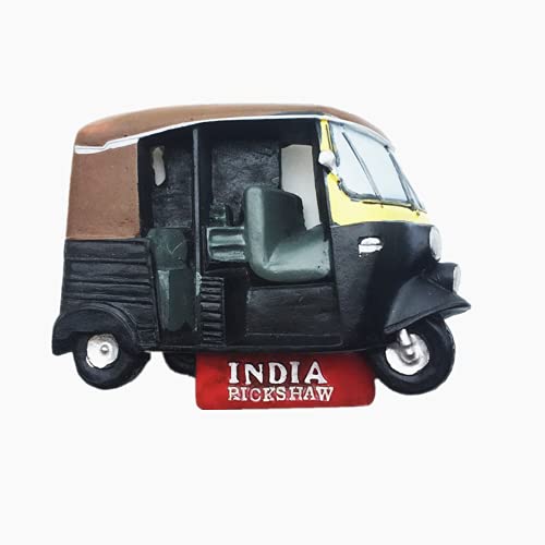 3D Rickshaw of India Fridge Magnet Souvenir Gift,Home & Kitchen Decoration Magnetic Sticker India Refrigerator Magnet Collection