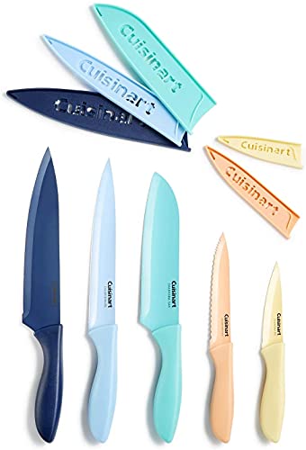 Cuisinart C55-10PCERM 10 Piece Ceramic Coated Knife Set with Blade Guards (5 knives and 5 knife covers), Multi
