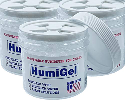 HumiGel RH70% Cigar humidor humidifier | Adjustable fine-Tune 65%-70% Humidity | Crystal Gel, 2 oz jar | humidor humidifier | Made in USA (2OZ x3)
