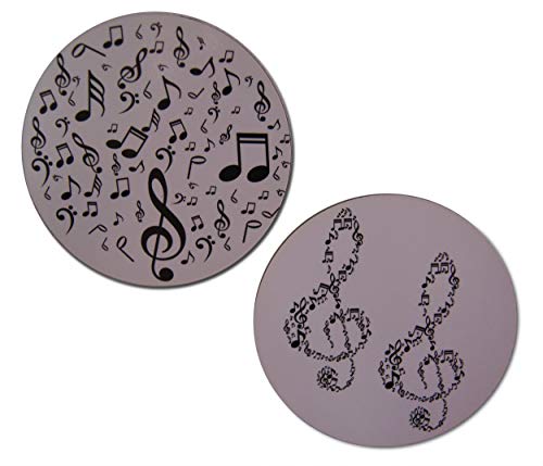 Novel Merk Music Notes & Treble Clef Refrigerator Magnets – Vinyl 3” Round Flat Magnets for Fridge, Lockers, Home Kitchen and Music Decor – Self Adhesive to Metal Surfaces (2 Pack)