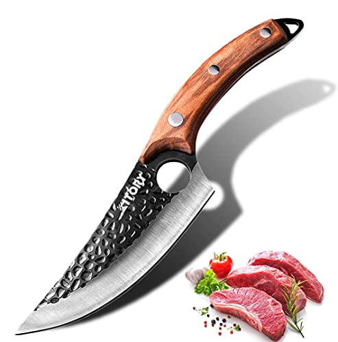 Kitory Meat Cleaver 6″, Viking Knife Butcher Boning Knife Forged Fishing Fillet & Bait Knives , Full Tang Multipurpose Man Sharp Kitchen Chef Knife for Home, BBQ, Camping, Outdoor, Deboning, Survival