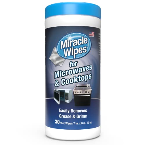 MiracleWipes for Microwaves and Cooktops, Easily Removes Food and Grime Buildup, Safe and Convenient Stove Top Cleaner, Great for Home and Kitchen Use – 30 Count