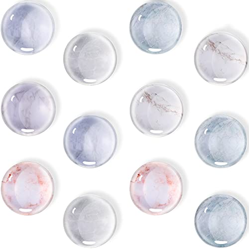 12 Pieces Fridge Magnets Marble Refrigerator Magnets Glass Round Granite Decorative Home Kitchen Magnet Pack for Classroom Whiteboard Locker Fridge Supplies