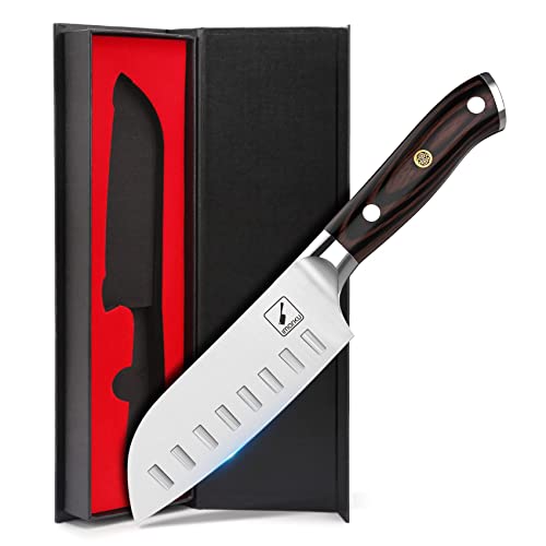 imarku Santoku Knife Chef Knife 5 inch Ultra Sharp Asian Knife Japanese Chef Knife – Japanese SUS440A Stainless Steel – Ergonomic Pakkawood Handle, Best Choice for Home Kitchen