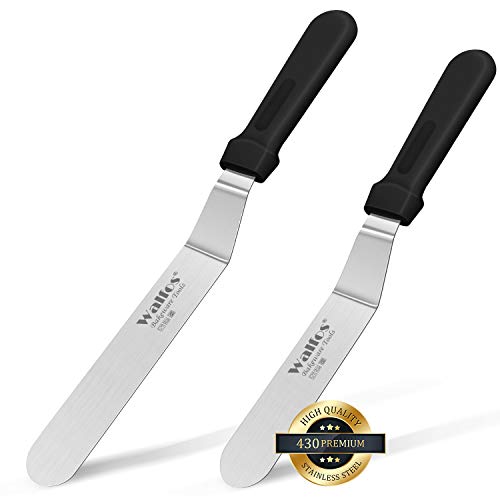 Walfos Icing Spatula, Stainless Steel Cake Spatula with Sturdy and Durable Handle Cake Decorating Spatula Set of 2 – Multi purpose Use for Home, Kitchen or Bakery (6” & 8”)