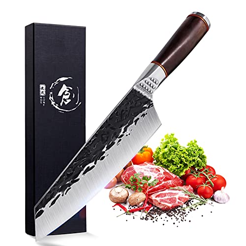Kiritsuke Chef Knives Carbon Steel Bunka Knife Forged Japanese Butcher Cleaver Kitchen for Home and Restaurant