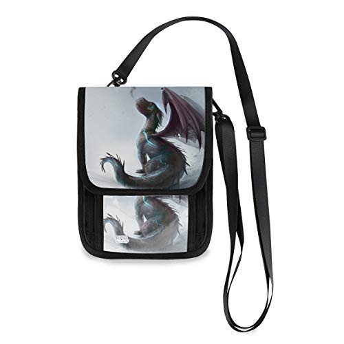 ALAZA Cute Dragon Winter Snow Small Crossbody Wallet Purse Cell Phone Bag Rfid Passport Holder with Credit Card Slots
