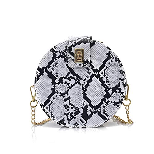 abigail paige Fashion Crossbody Bag Snakeskin Shoulder Bag with Chain Strap for Women (white), Small
