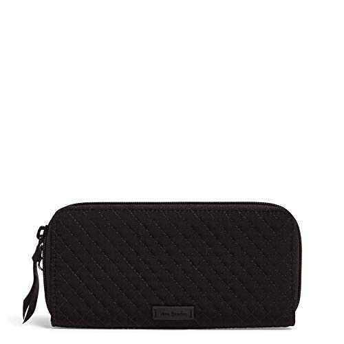 Vera Bradley womens Microfiber Bifold With Rfid Protection Wallet, Classic Black, One Size US