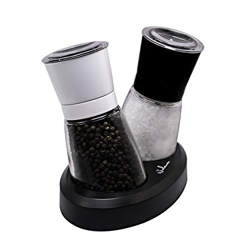 Deluxe Salt and Pepper Grinder Set of 2, White and Black. Refillable, With Adjustable Coarseness, For Peppercorn, Himalayan Salt, Sea Salt And Spices.