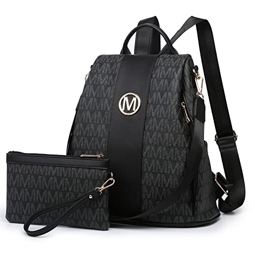 MKP COLLECTION Women Fashion Backpack Purse Multi Pockets Anti-Theft Rucksack Travel School Shoulder Bag Handbag Set 2pcs