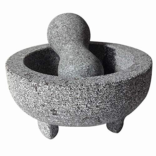 Mortar And Pestle Set Natural Unpolished Home Kitchen Gadget Multi-Function Grinder Sturdy Natural Stone Grinding Bowl With Non-Slip Base Manual Smasher (Size : SMALL)