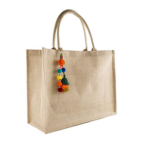 TANOSII Straw Beach Bag For Women Jute Handbag Handmade Woven Tote Bag With Pom Pom Large