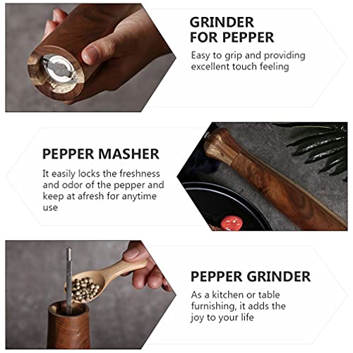 Yardwe Salt and Pepper Grinder Wood Pepper Mills Wooden Salt Grinders Manual Sesame Pepper Grinding Tool for Home Kitchen (Wood Color) | The Storepaperoomates Retail Market - Fast Affordable Shopping