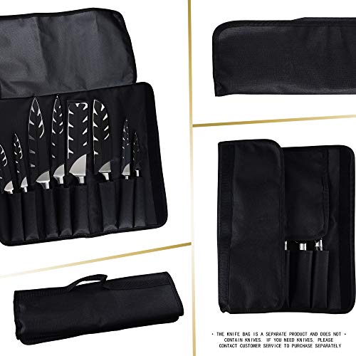 XYJ Chef Knife Bag (8 slots) Holds 8pcs Knives Black Canvas Roll Bags Portable Storage Carry Bag For Kitchen Knife Tools Portable Knife Holder (Knives Not Included) | The Storepaperoomates Retail Market - Fast Affordable Shopping