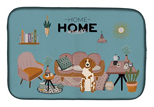 Caroline’s Treasures CK7917DDM Absorbent Dish Drying Mat for Kitchen Counter Brittany Spaniel Sweet Home Dish Drying Mat, 14 x 21″, multicolor