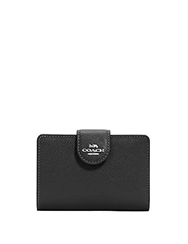Coach Women’s Medium Corner Zip Wallet in Crossgrain Leather (Black)