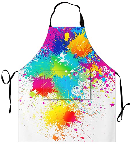 EEIVEUN Splatter Paint Bib Apron with Adjustable Neck for Men Women Suitable for Home Kitchen Cooking Waitress Chef Grill Bistro Baking BBQ Painting Artist Apron
