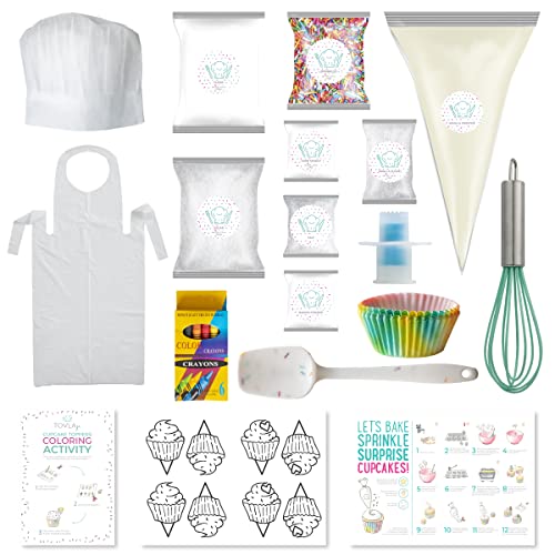 TOVLA JR. Kids Sprinkle Surprise Set – Real Kids Baking Kit with Pre-Measured Ingredients, Kitchen Tools, Apron, Hat – Fun DIY Kids Cooking Activity Gift Idea – Safe Baking Kits for Boys and Girls | The Storepaperoomates Retail Market - Fast Affordable Shopping