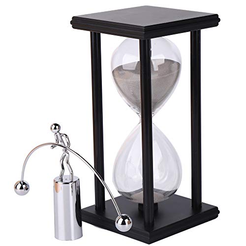Decorative Sand Timer Clock Hourglass –with Balance Physics Motion Desk Toy Sculpture –(Light Gray) 60 Minute Productivity Hour Glass Sand Clock Timers for Office, Home Kitchen Desk Decor Pomodoro