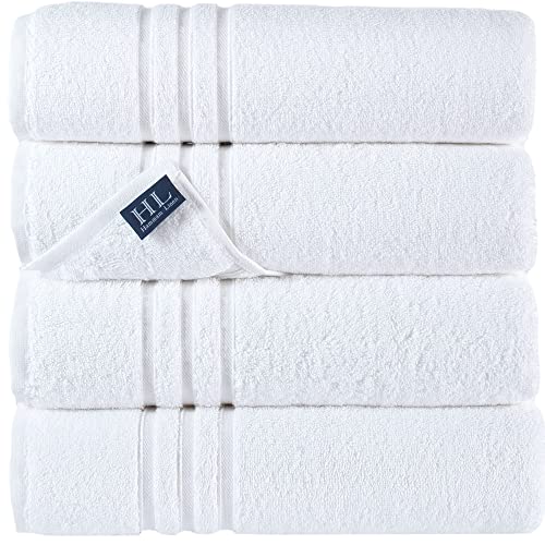 Hammam Linen White Bath Towels 4-Pack – 27×54 Soft and Absorbent, Premium Quality Perfect for Daily Use 100% Cotton Towel
