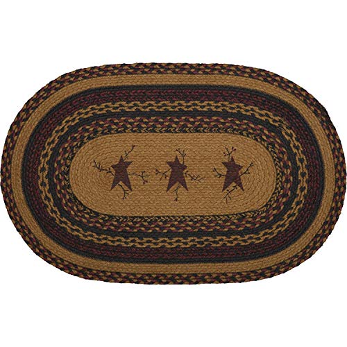 VHC Brands Heritage Farms Star and Pip Jute Oval Rug 20×30 Country Braided Flooring, Tan
