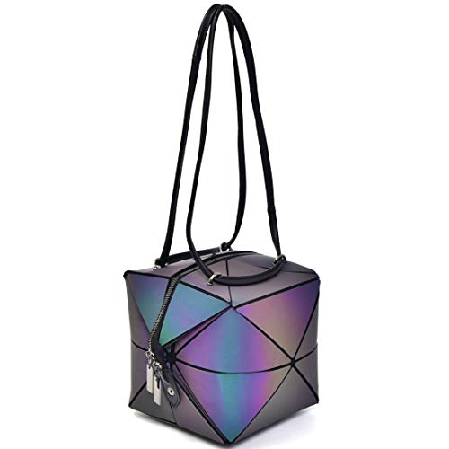 Geometric Purse for Women Magical Changeable Square Purse Large Holographic Luminous Purse Crossbody Halloween Bag Gifts for Kids Unique