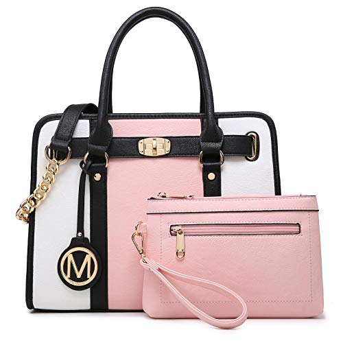 MARCO M KELLY Women Two Tone Handbag (Pink/White) Large
