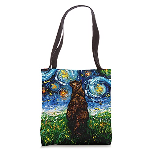 Tortoiseshell Tortie Starry Night Kitty Cat Art by Aja Tote Bag | The Storepaperoomates Retail Market - Fast Affordable Shopping