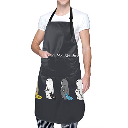Bear Apron Polar Bear Fishing Salmon Tuna No Bitchin In My Kitchen Apron Black Kitchen Apron Waterproof Baking Apron For Women Men With 2 Front Pockets Neck & Long Ties For Home Kitchen Artist Chef