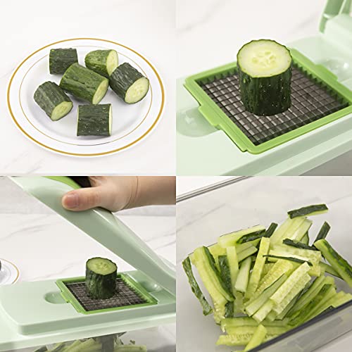 Supernal Chopper Vegetable Cutter, French Fry Cutter, Onion Chopper with Container, veggie chopper, 6 in 1 Vegetable Silcer, Cheese Grater （Green） | The Storepaperoomates Retail Market - Fast Affordable Shopping