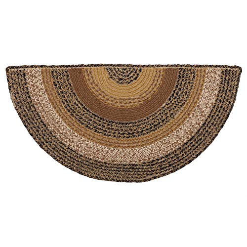 VHC Brands Kettle Grove Half Circle Jute Rug 16.5×33 Country Braided Flooring, Caramel Brown