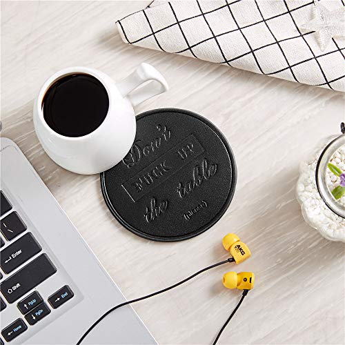 Thipoten Funny Coasters, 6 Pcs Leather Coasters with Holder, Perfect Housewarming Hostess Gifts, Protect Furniture from Water Marks Scratch and Damage(6Pcs, Black) | The Storepaperoomates Retail Market - Fast Affordable Shopping